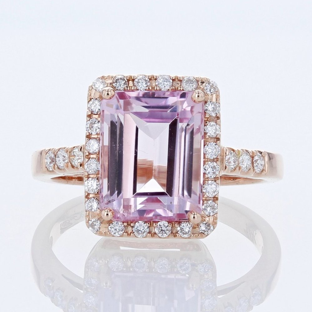 14K Rose Gold Kunzite & Diamond Anniversary Engagement Cocktail Ring by Ben Kho